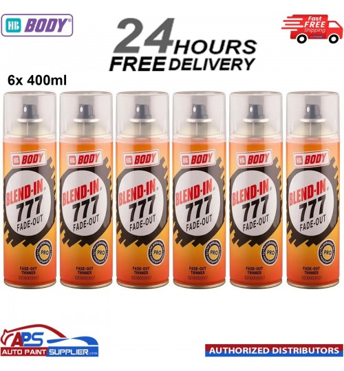 6x HB Body Blend In 777 Fade Out Thinner Aerosol BLENDS LACQUER EDGES - 400ml